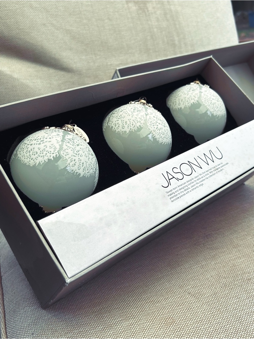 Jason Wu White Lace Ornament with Gold Detail